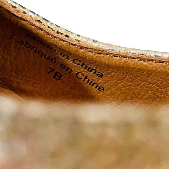 ANTHROPOLOGIE SCHULER and Sons Philadelphia Leather Metallic Gold Pumps High Hee - Picture 10 of 10